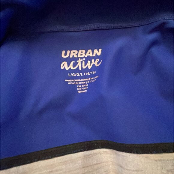 Active wear Royal Blue Gray stripe Urban zip up Sweater Girls Size L  - 14/16 - Picture 10 of 13